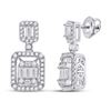Image 1 : Baguette Diamond Rectangle Dangle Earrings 1 Cttw 14kt White Gold