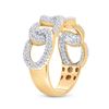 Image 4 : Mens Diamond Curb Link Cuban Band Ring 5/8 Cttw 10kt Yellow Gold