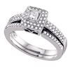Princess Diamond Bridal Wedding Ring Band Set 1/2 Cttw 14kt White Gold