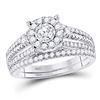 Image 1 : Diamond Bridal Wedding Ring Band Set 7/8 Cttw 10kt White Gold