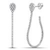 Image 1 : Diamond Fashion Teardrop Hoop Earrings 3/4 Cttw 14kt White Gold