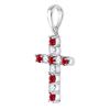 Image 2 : Lab-Created Ruby Faith Cross Pendant 3/8 Cttw 10kt White Gold