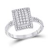 Image 1 : Diamond Rectangle Cluster Ring 5/8 Cttw 10kt White Gold
