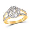 Image 1 : Diamond Flower Cluster Ring 1/10 Cttw Yellow-tone Sterling Silver