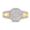 Image 2 : Diamond Flower Cluster Ring 1/10 Cttw Yellow-tone Sterling Silver