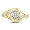 Image 2 : Diamond Swirl Flower Cluster Ring 1/4 Cttw 10kt Yellow Gold