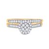 Image 2 : Diamond Cluster Bridal Wedding Ring Band Set 1/2 Cttw 14kt Yellow Gold