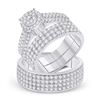 Image 1 : His Hers Diamond Cluster Matching Wedding Set 2-5/8 Cttw 14kt White Gold