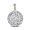 Image 1 : Mens Diamond Circle Medallion Charm Pendant 4-5/8 Cttw 14kt Yellow Gold