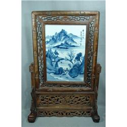 Chinese Blue and White Porcelain Table Screen  #2071416