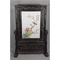 Chinese Famille Rose Porcelain Table Screen   #2071417