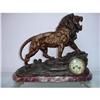 Image 1 : A French Mantel Clock With Patina Spelter Lion #2072142