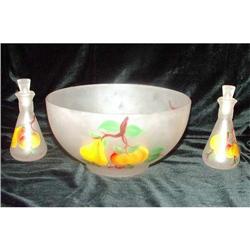 Gay Fad Frosted Fruit Bowl and Cruet Set #2086229