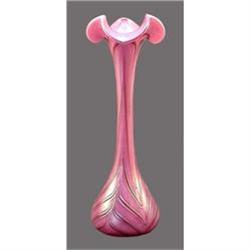 Czech Bohemian Pink Iridized Art Glass Vase #2086347