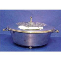 ANTIQUE Silver - Lided - Round Serving Dish #2086371