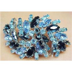 LARGE 2 TONE BLUE RHINESTONE BROOCH #2086496
