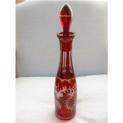 Egerman hand cut crystal decanter mkd! #2086638