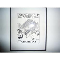 Original Lithograph - Architect - circa 1910 #2086655