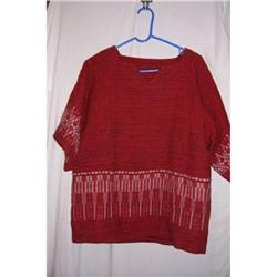 Vintage Oaxaca Hand Woven Red Blouse #2086673