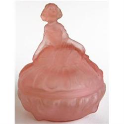 Dancing Girl Pink Satin Glass Art Deco Powder #2086739