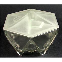 MODERNE Green Frosted and Crystal Powder Jar #2086775