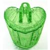 Image 1 : S Reich Green Depression Glass Deco Vanity Jar #2086823
