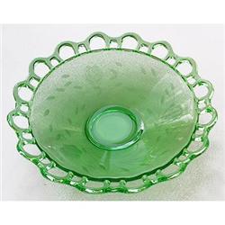 Elegant Depression Glass Openwork Etched Bowl #2086877