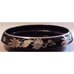 Sterling overlay ebony glass lily pan / bowl #2087025