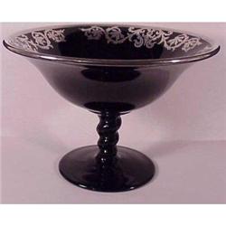 Sterling overlay ebony glass compote #2087026