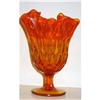 Image 1 : old ORANGE AMBERINA Glass FLUTED Compote #2087067
