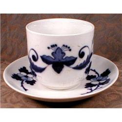 MEISSEN Cup Saucer OVERSIZE Blue White ANTIQUE #2087153