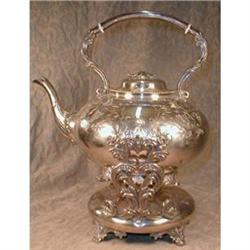 SILVER Tilt TEApot STAND Etched - ANTIQUE - #2087175