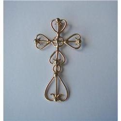 VINTAGE 14K Y GOLD HANDMADE ORNATE CROSS #2087184