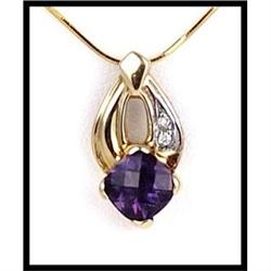 18K Yellow Gold Amethyst Diamond Pendant #2087216