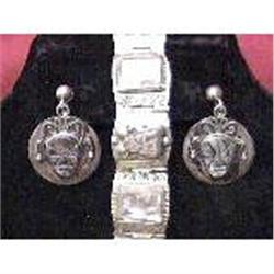 Linked Sterling Silver Bracelet & Earrings Set #2087231