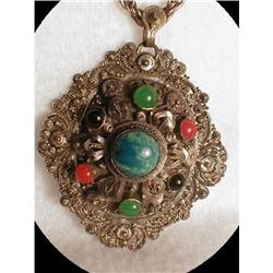 1920's vintage   Gemstone ORnATE Necklace #2087308