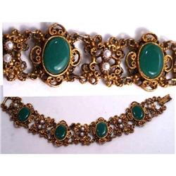 Vintage CHunky edwardian pearl Green bracelet #2087312
