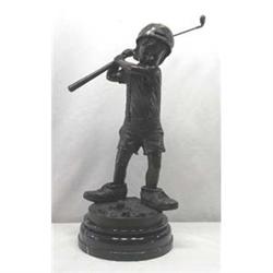 Jim Davidson Bronze Boy Child Golfer Statue #2087341