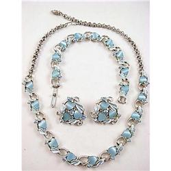 Vintage THERMOSET Blue HEART Full PARURE #2087467