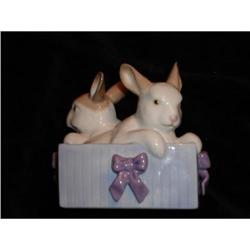 NAO Lladro #1081 2 small rabbits in a box with #2087511