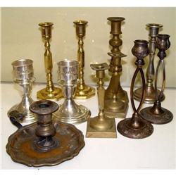 Brass Copper Silver Plate Gorham Candle Sticks #2087538