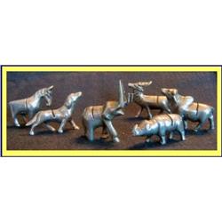 VINTAGE SET 6 ANIMAL FIGURE CARD HOLDERS DINING#2087547