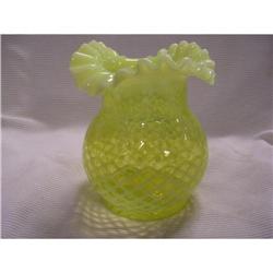 Moser Glass Vaseline Opal Tri Corner Vase #2087549