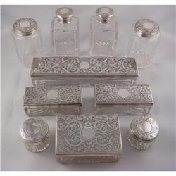 English Sterling & Crystal Dresser Set C. 1871 #2095856