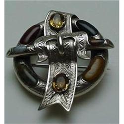 Victorian Silver Agate Buckle Brooch #2096038