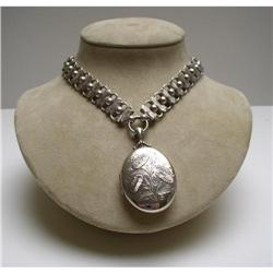 Victorian Sterling Silver Necklace with Locket #2096043