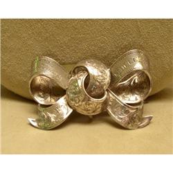 Victorian Sterling Engraved Bow Brooch #2096045