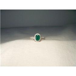 14K WG Gold Emerald Pave Diamond Filigree Ring #2096059