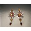 14K WG Diamond Garnet Citrine Star Earrings #2096062