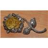 Image 1 : 14kt Gold Rose Cut Diamond Lemon Topaz Brooch #2096372